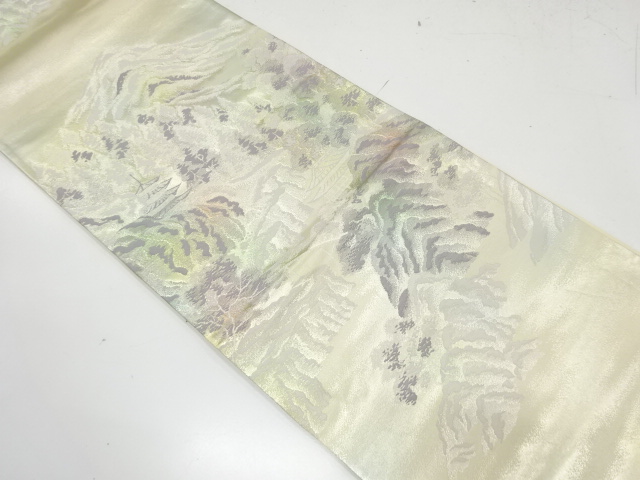 JAPANESE FUKURO OBI / WOVEN SCENERY OF TEMPLE